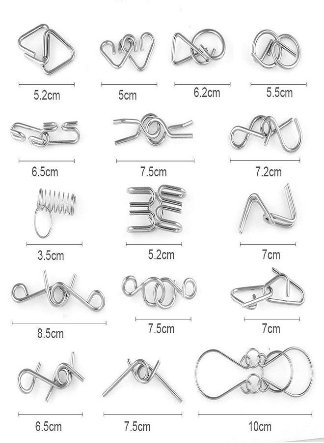 Pluspicks 16 in 1 Stainless Steel Metal Wire Classic Iq Puzzle Perplexing Mind Assembly and Brain Teaser Magic Puzzles Game for All Age Group - Image 3